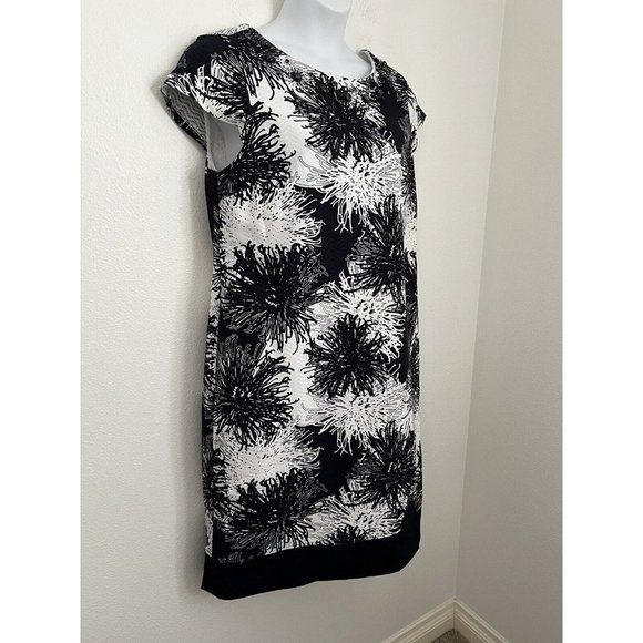 Talbots navy blue & White short sleeved sheath dress sz large beading cotton L - Picture 3 of 9